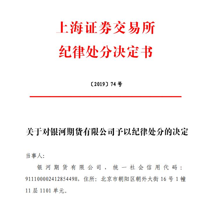 银河股指期货_银河期货上交所纪律处分_银河期货违规行为处罚