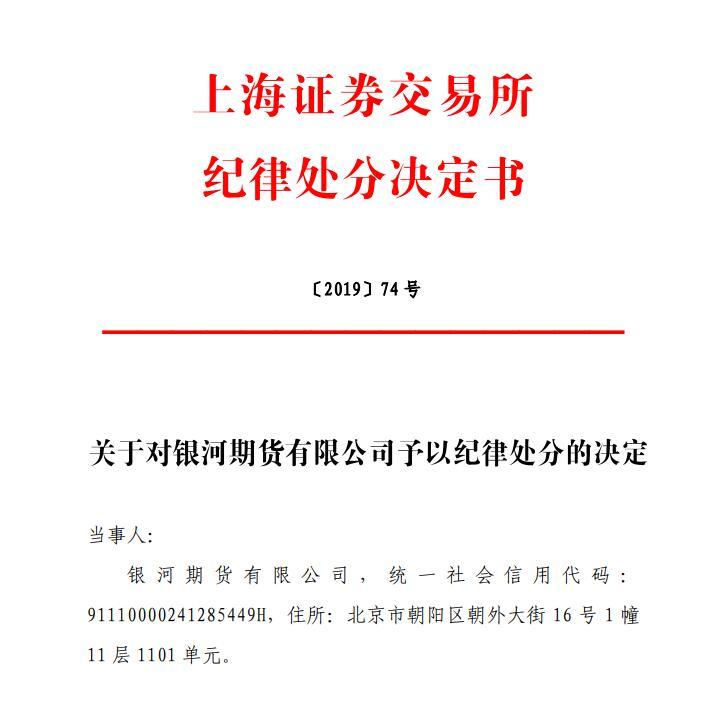 银河期货上交所纪律处分_银河期货违规行为处罚_银河股指期货